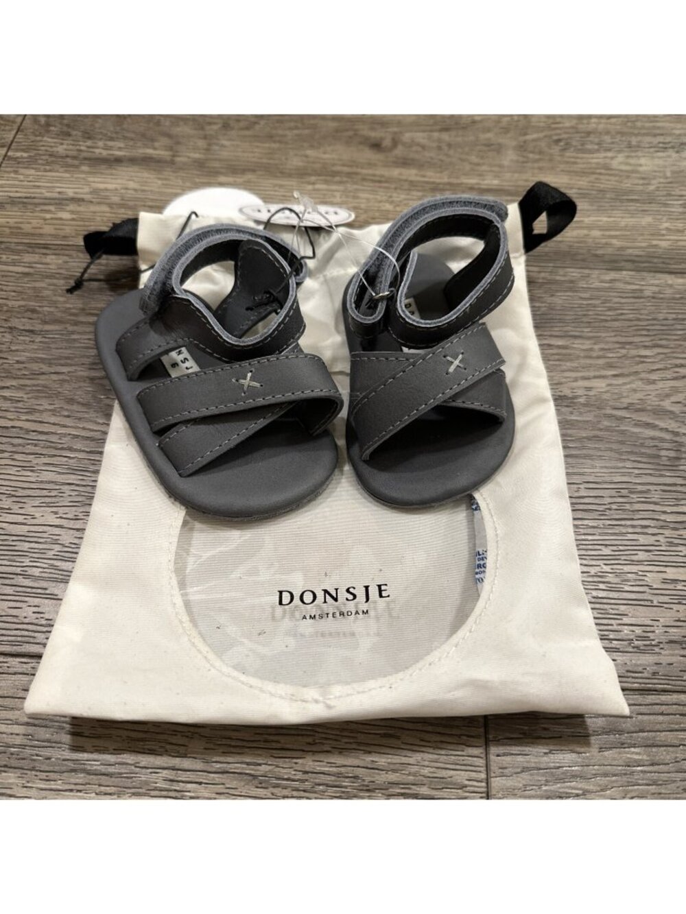Donsje 0-6 Months Giggles Grey Classic Leather Sandals